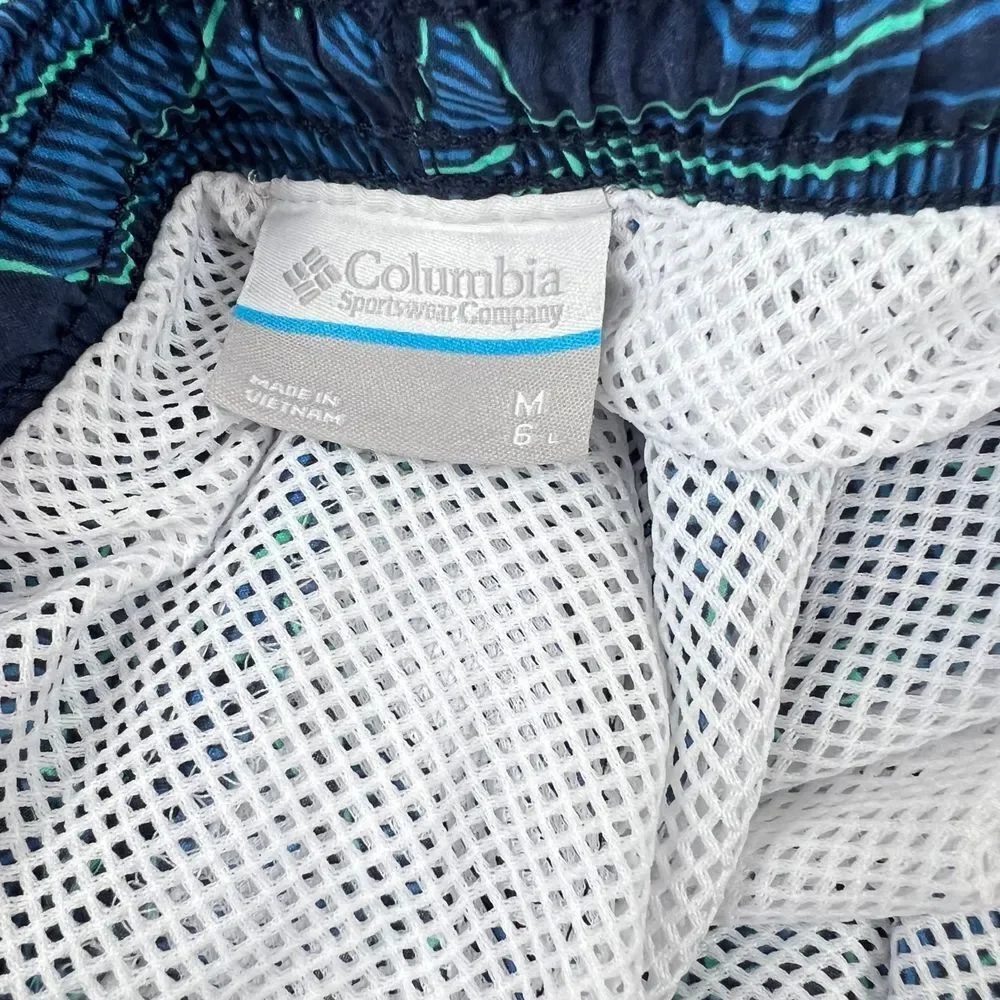 COLUMBIA Blue Marlin Print Swim Trunk Elastic Waist with Lining Size Medium‎